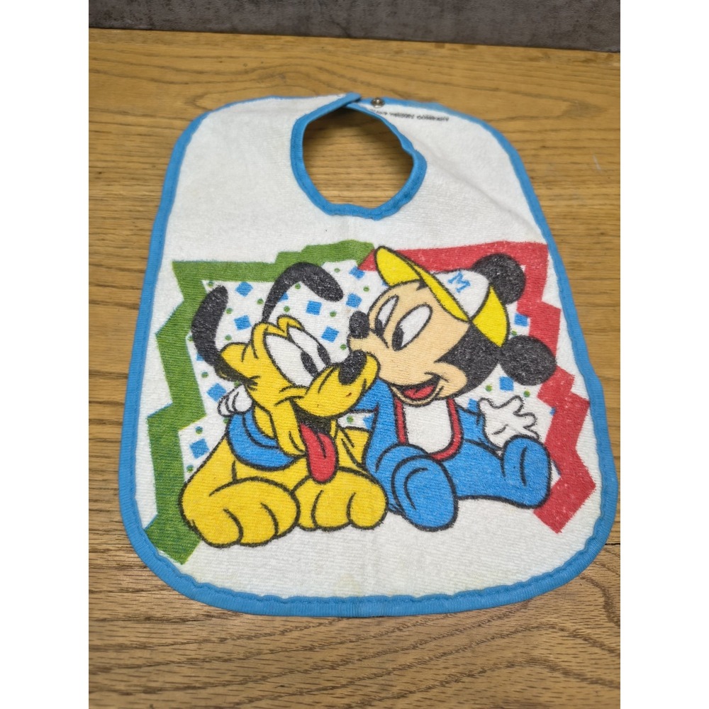 Vintage Playskool Disney Babies Mickey Mouse and Pluto Baby Bib Made in USA